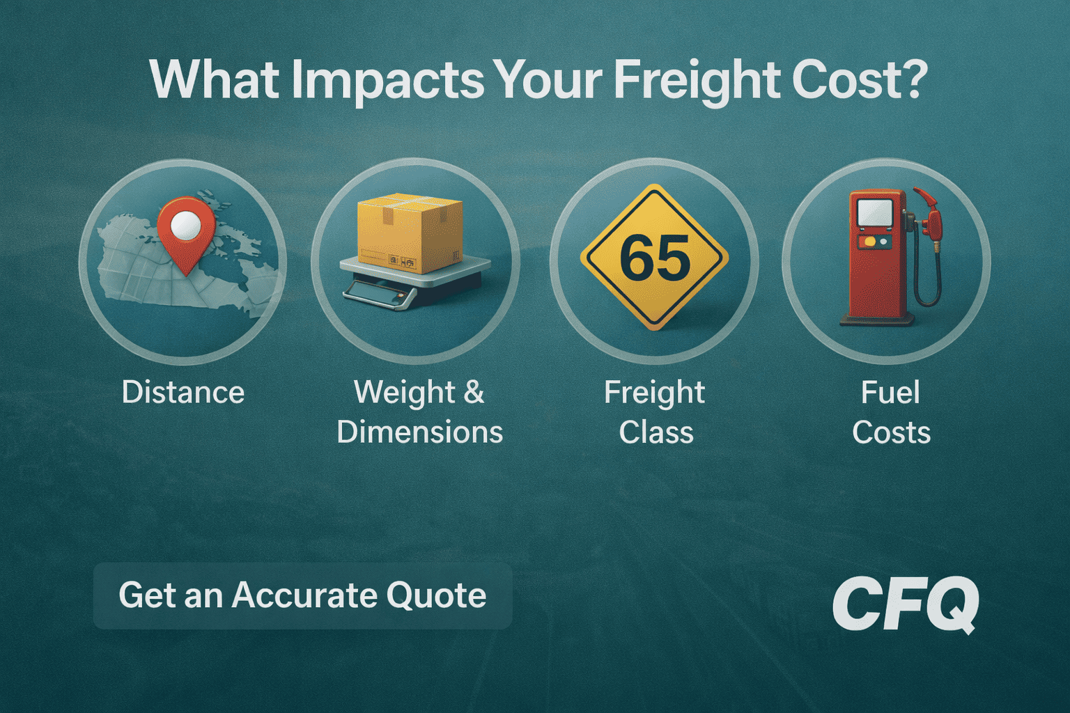 Truck transporting freight in Canada illustrating factors that impact freight cost such as distance, weight, and fuel